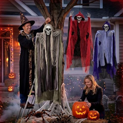 3 Pack Hanging Skeleton Ghosts Halloween Decorations Outdoor Yard Decor