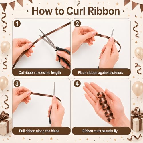 BEISHIDA 500 Yards Matte Coffee Curling Crimped Ribbon Balloon String Ribbons for Gift Wrapping Ribbon for Birthday Baby Shower Decoration