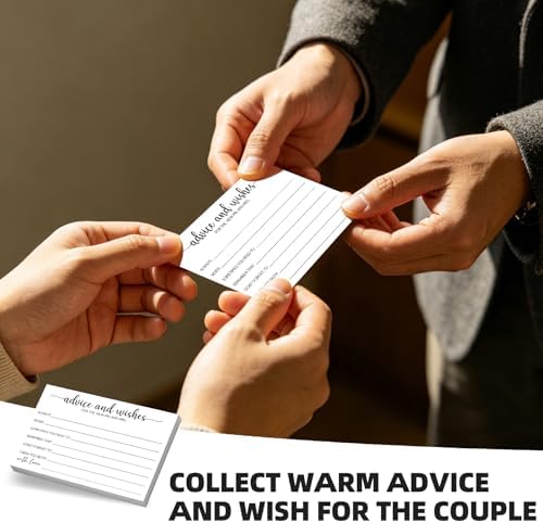 60-Count Advice and Wishes Cards for the New Mr. and Mrs. - 300GSM Heavyweight Wedding Advice Cards for Reception, Bridal Shower, Marriage Wishes for Bride and Groom - 4x6 (Actual 5.7x3.9)