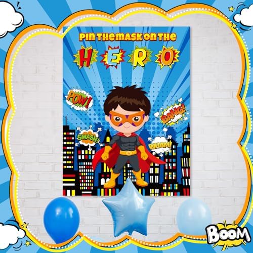 Faccito Hero Party Games Pin Mask on The Cityscape Poster