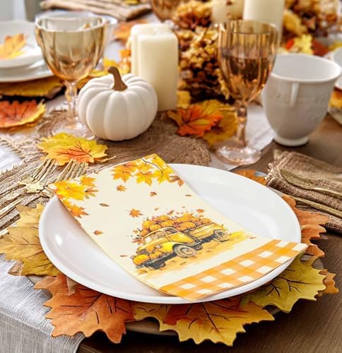 SietDESEO 50 Pieces 3-ply Thanksgiving Dinner Napkins 13 x 15.7 Inch Guest Bathroom Napkins Disposable Hand Towels for Bathroom Kitchen Fall Party Decorations Paper Dessert Napkin
