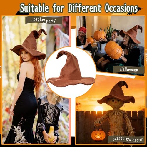 NTIERA Witch Hat, 18IN Wizard Hat Cosplay Accessories for Halloween Costume Party Christmas Masquerade Carnivals