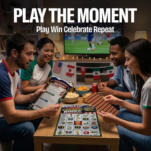 Soccer Bingo Game 24 Players - 2026 Soccer Watch Party, 470 Chips