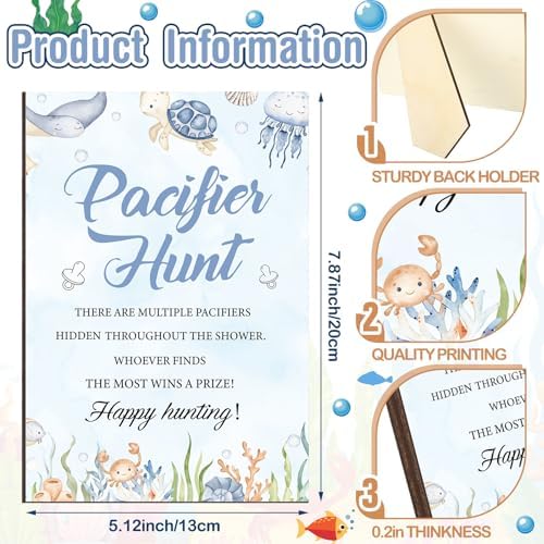 Thyle 51 Pcs Under the Sea Pacifier Hunt Baby Shower Games Set for Guest
