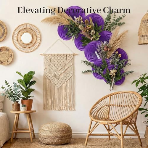 JOHOUSE Decorative Round Hand Fan Foldable, 12 Packs Purple Paper Fans