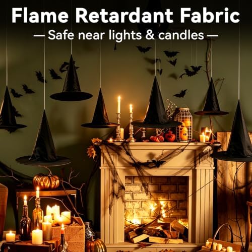 ZeeDix 8 PCS Halloween Hanging Witch Hats for Indoor Floating Decorations