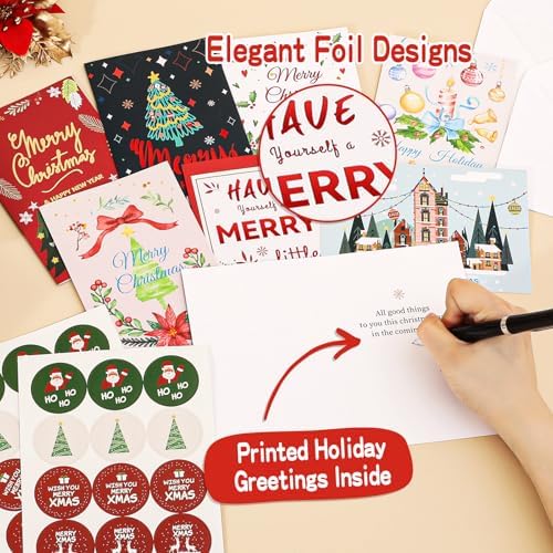 26 Pack Christmas Cards with Envelopes and Stickers