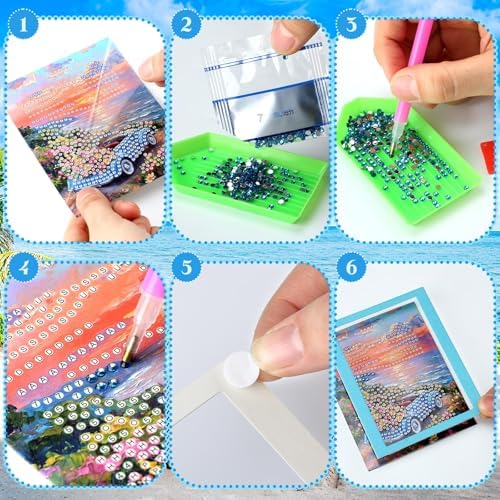 Saillong 24 Pcs Landscape Mini Diamond Painting Kits with Frames Set