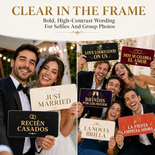32 Designs Spanish Wedding Photo Booth Props, 16 Double-Sided Selfie Signs