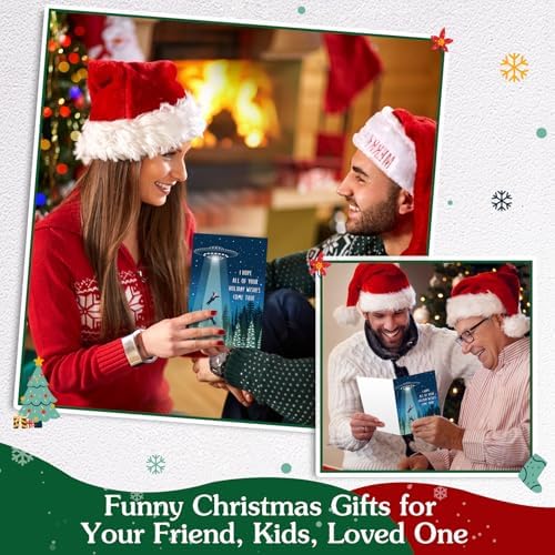 D4DREAM Funny Christmas Card, Alien Abduction Holiday Card for Him Her