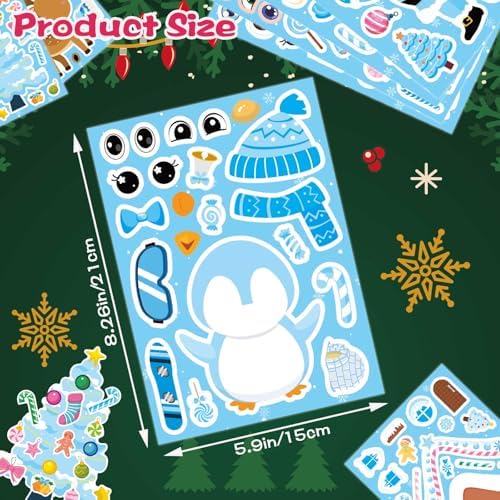 32 Sheets Make Your Own Christmas Stickers, Winter Stickers for Kids