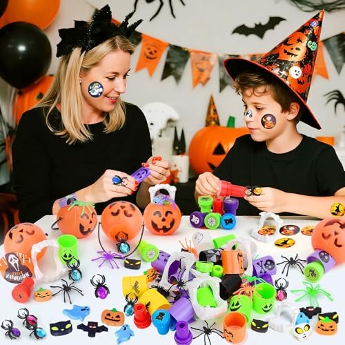 432PCS Halloween Party Favors, Mini Pumpkin Buckets, Halloween Toys