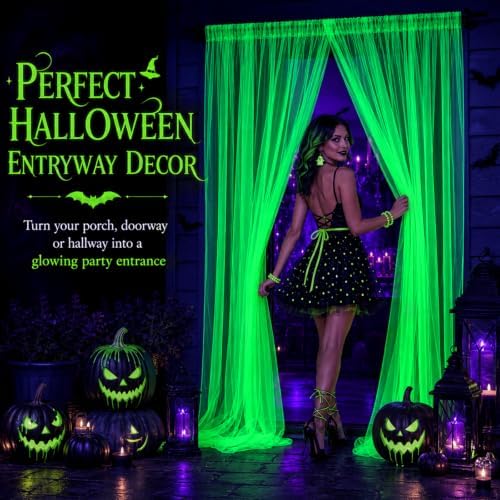 Mega-L Halloween Decorations, 3 Pack Halloween Tulle Backdrop Curtains
