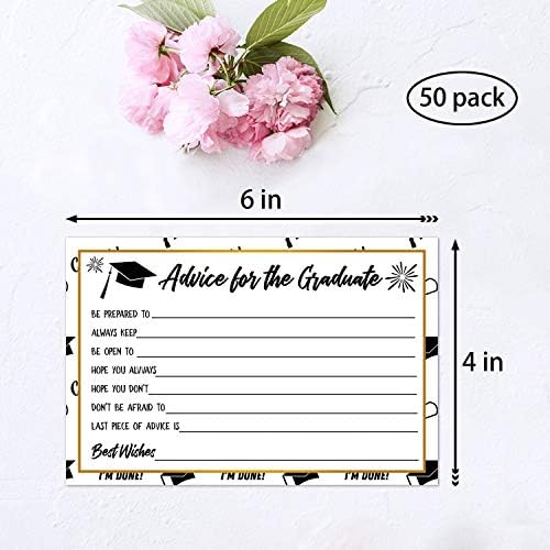 50 Graduation Party Advice Wishes Cards for Graduate Class of 2025 College, High School, University Grad, Words of Wisdom Cards, Game Activity Cards, 4 x 6 Inches.
