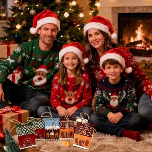 ONESING 24 Pcs Small Christmas Treat Boxes, Mini Gingerbread House Candy Boxes for Party Favors, Treats Packaging, Goodie Bags, Holiday Snacks, Xmas Decor