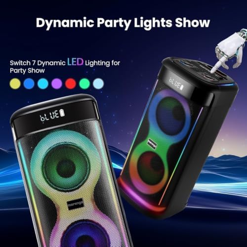 Karaoke Machine for Adults with 2 Wireless Mics, 500W(Peak) Party Speaker