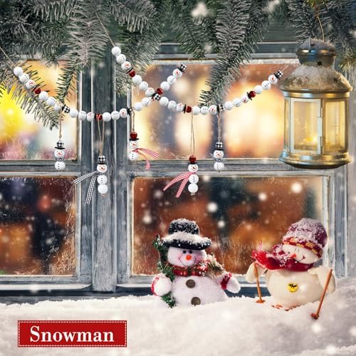 Landical 180 Piece Christmas Crafts Snowman Wooden Bead DIY, Classic Color