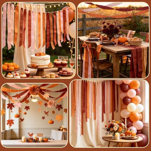 8 Rolls Fall Party Decorations, Crepe Paper Streamers for Thanksgiving