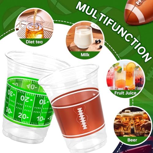 Football Cups Football Party Decorations 50Pcs 16oz Disposable Game Cup Tailgate Events Drinkware Decorations for Football Party Supplies Touchdown Favors Football Birthday Party Decorations