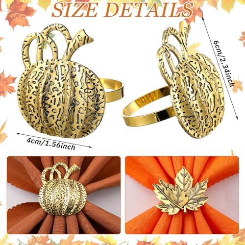 Willbond 32 Pcs Fall Thanksgiving Napkin Rings Napkins Set, Holiday Decor