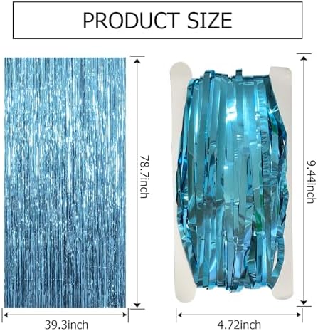 2 Pack Blue Backdrop Curtain Tinsel Streamers Ocean Themed Decor Birthday Party Decorations Foil Fringe Backdrop Graduation Baby Shower Bachelorette Winter Party Decorations Supplies