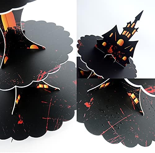 3 Tier Halloween Cupcake Stand Cardboard Gothic Tower Decorations