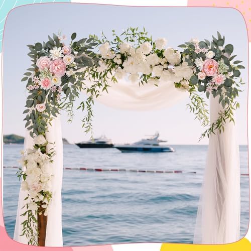 2 Pcs Wedding Arch Decorations, Pink Arch Flowers Swag Peony