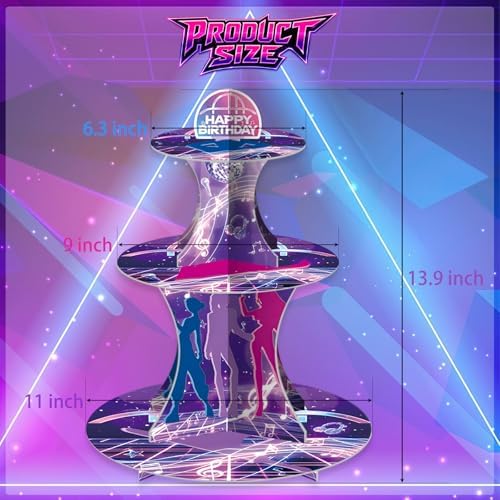Kpop Singer Birthday Cupcake Stand, 3 Tier Korean Pop Singer Happy Birthday Party Cupcake Rack Tower Table Decoration Musical Fan Theme Dessert Tray Holder Dessert Stand for Girls