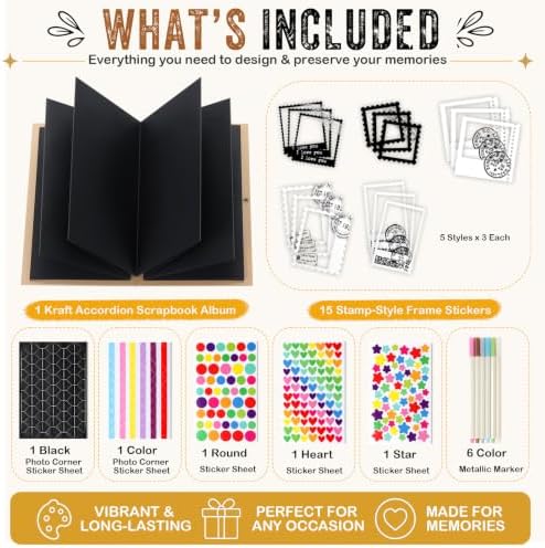 DILVREWA 6 x 8 Inch Small Scrapbook Album with Black Inner Pages