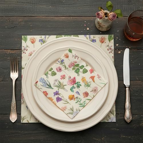 Natnarr 100 Pcs Floral Napkins, 5“ Vintage Wildflower Cocktail Napkins