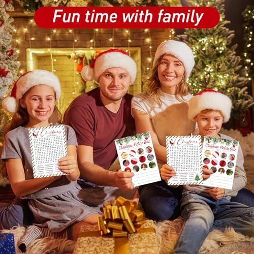 COCHIE 30 Players Christmas Party Games for Adults Family Office Large Groups, Xmas Parties Picture Quiz Game, Riddle Game, Christmas Word Search Games with Answer Key (Xmas Search)