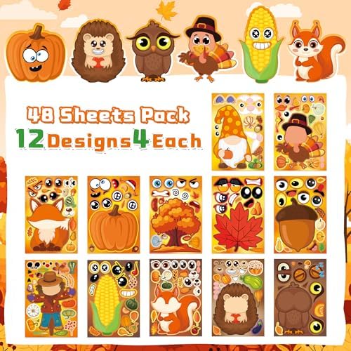 Fall Stickers 48 Sheets Fall Party Favors Crafts for Kids Toddlers
