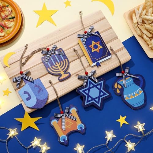 Dispowreath 6 Pcs Hanukkah Wooden Gift Card Holders Menorah Dreidel