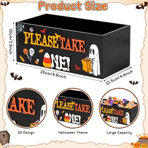 CJiangpo Halloween Candy Bowl Holder 3D Large Wooden Trick or Treat Holder