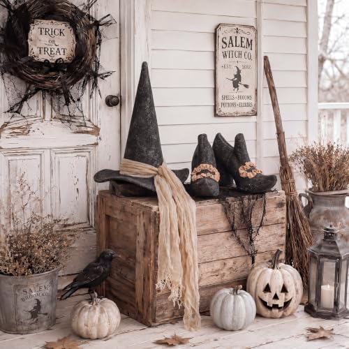 Chicingyou 2 Pcs Vintage Halloween Witch Hat Witch Shoes Table Centerpiece