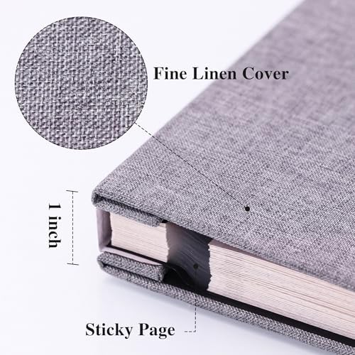 Vienrose Large Photo Album Self Adhesive for 4x6 8x10 10x12 Pictures Linen Scrapbook Album DIY 40 Blank Pages with A Metallic Pen