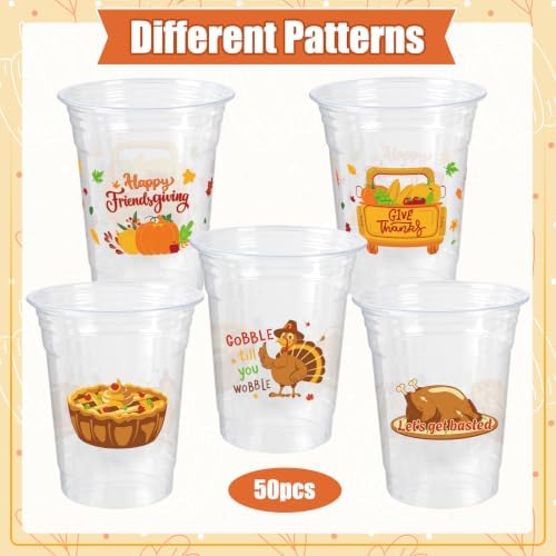 Disposable Thanksgiving Clear Plastic Cups, Bulk