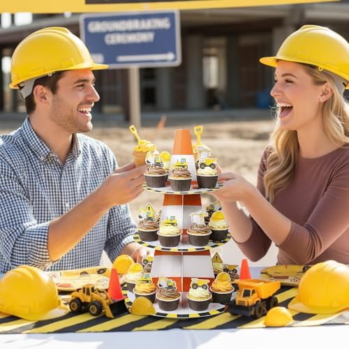 3 Tier Construction Cupcake Stand Truck Birthday Party Decoration