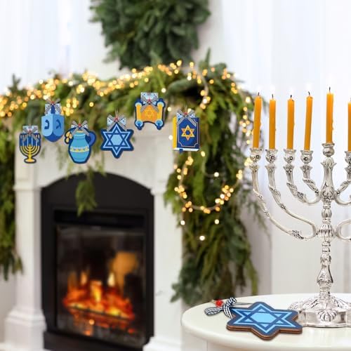 Dispowreath 6 Pcs Hanukkah Wooden Gift Card Holders Menorah Dreidel