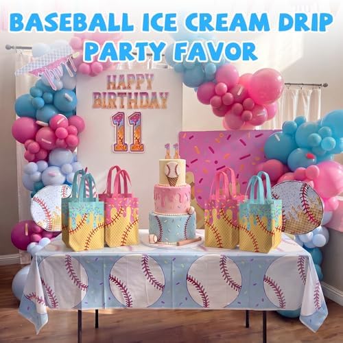 Hosuly 24 Pcs Baseball Ice Cream Drip Gift Bags Bulk 15.2 x 10.2 in