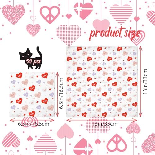 50Pcs Heart Decoupage Napkins