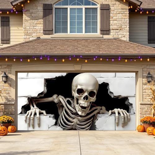 6 x 13 ft Halloween Garage Door Cover, Halloween Decorations Outdoor Hanging Banner Garage Buddy Backdrop for Home Wall Decor Holiday Spooky Party Photo Backgrounds Window Decoration