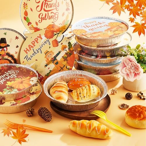 40Sets Thanksgiving Leftover Containers with Lids Thanksgiving to Go Food Container Fall Aluminum Foil Storage Pans Disposable Leftover for Party Baking Roasting Meal Prep Holiday BBQ Table Decoration