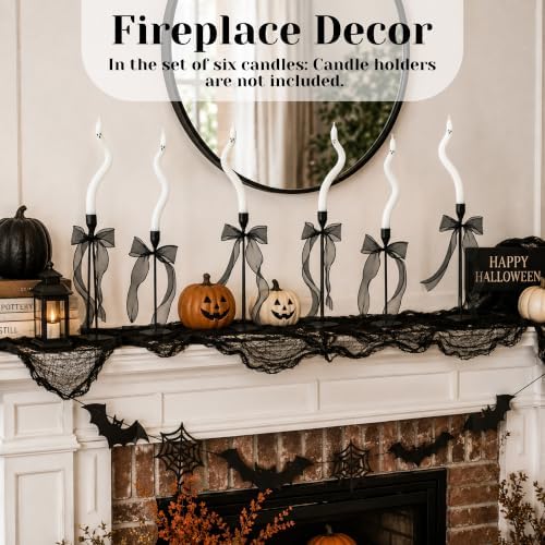 AYGXU Halloween Decorations Indoor-6 Pcs Twisting Ghost Candles with Ribbons Decor,Taper Candles,Halloween centerpieces for Party,Tables,Fireplace Decorations(Candlesticks not Included)