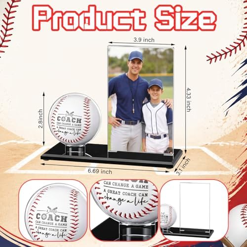 Colingmill Baseball Gifts for Coach Picture Frame and Baseball Display Case Set Ball and Card Holder for Coach Teacher