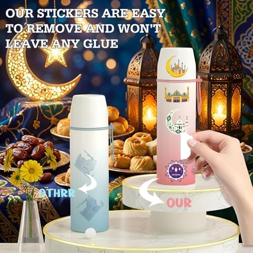 Xzentira 150PCS Ramadan Eid Stickers Islamic Mubarak Vinyl Crafts Decals for Ramadan Decorations Eid Gifts Adult Gift Packaging Laptop Bottle Scrapbook