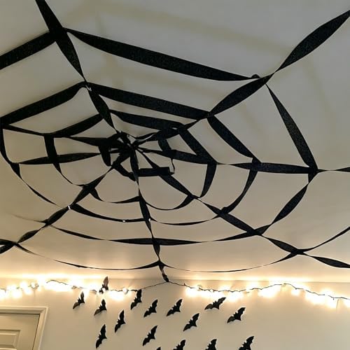 FOONEA Crepe Paper Streamers - 4 Rolls 330ft Black Crepe Paper for Party, Wedding, Birthday & Baby Shower Decorations