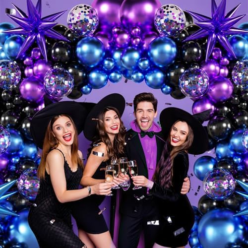 Black Purple Blue Balloon Arch Kit for Birthday Decorations