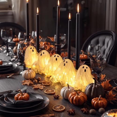 Halloween Indoor Decorations, Set of 5 Light Up Ghosts Table Centerpiece