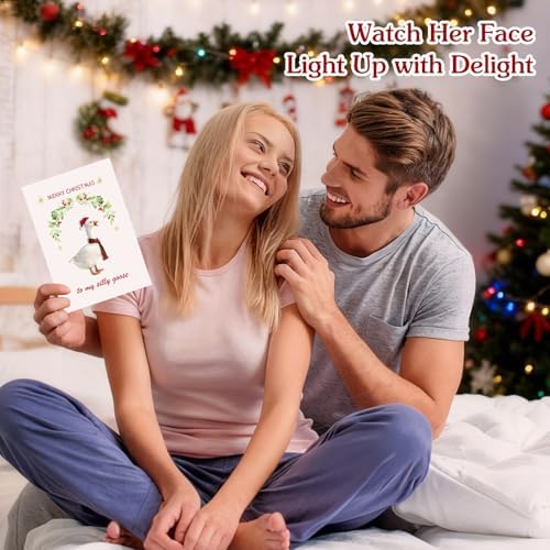 D4DREAM Silly Goose Funny Christmas Card for Couple Husband Wife